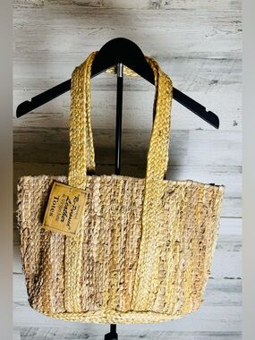 Handwoven Re-Purposed Leather & Jute Tote Bag | Boho Natural Market Bag